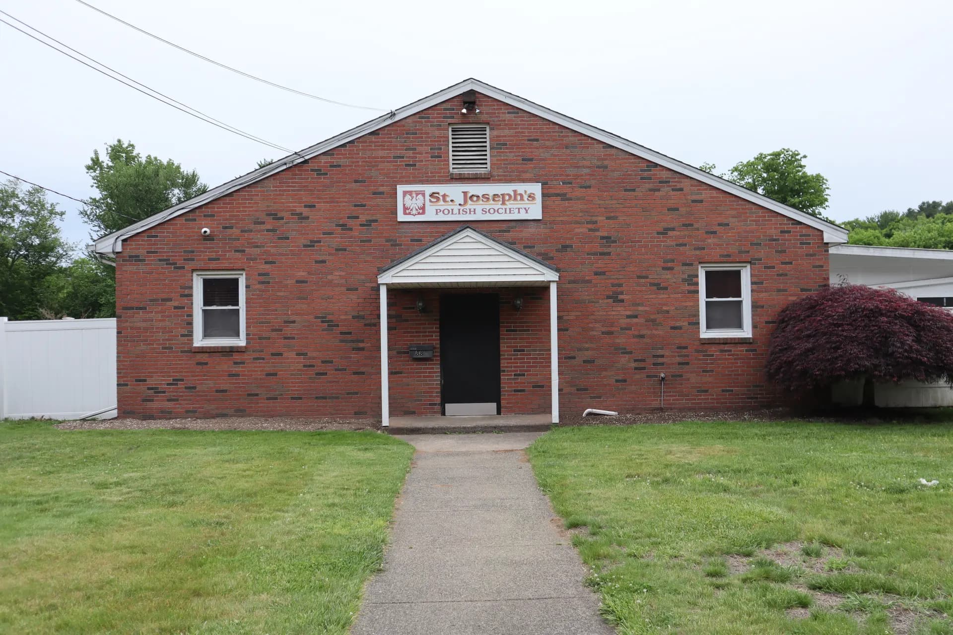 Front entrance of the St. Joseph's Polish Society clubhouse