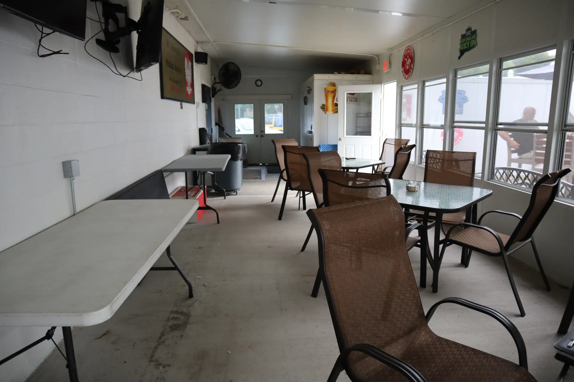 Enclosed porch at the clubhouse