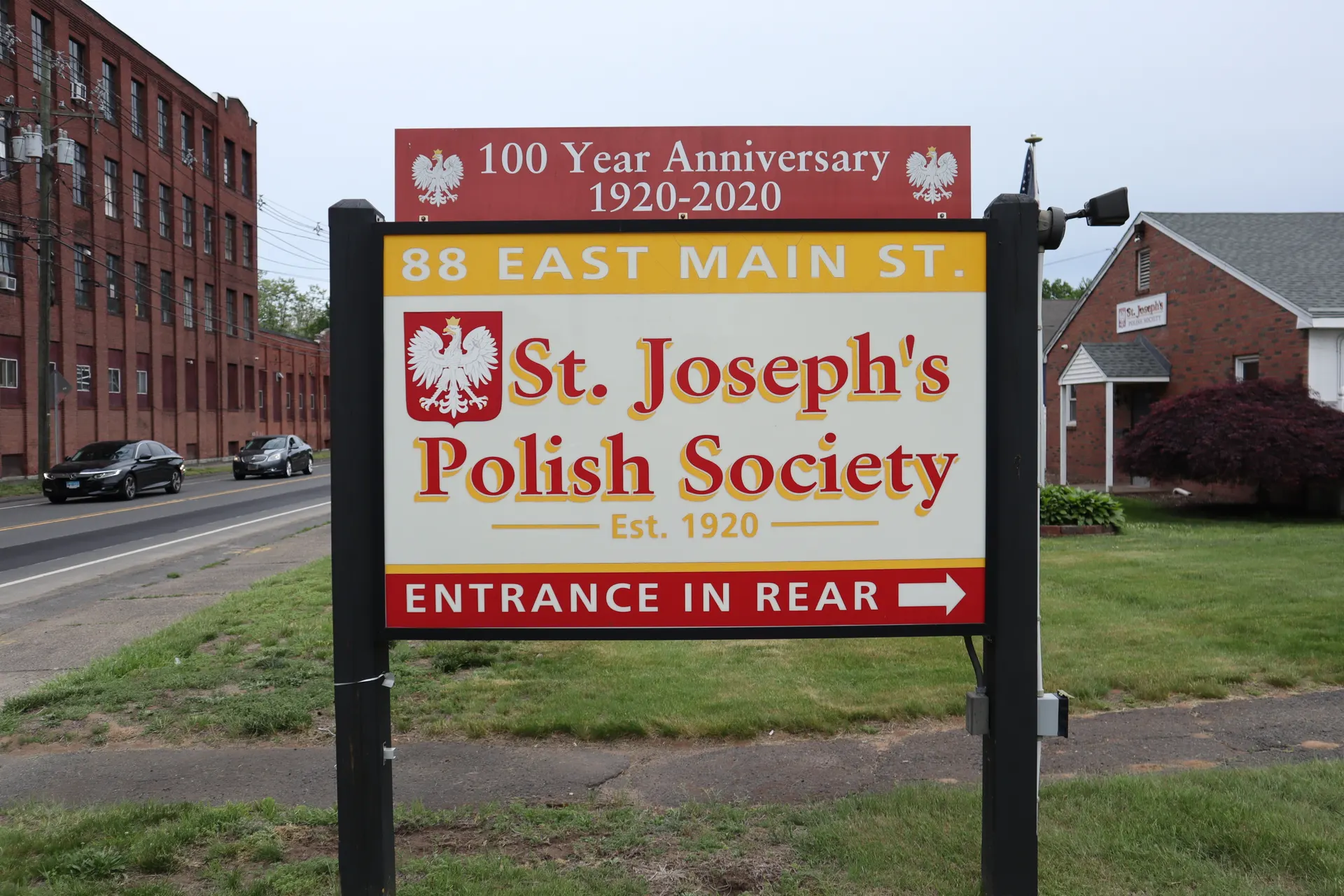 St. Joseph's Polish Society street sign marked Est. 1920