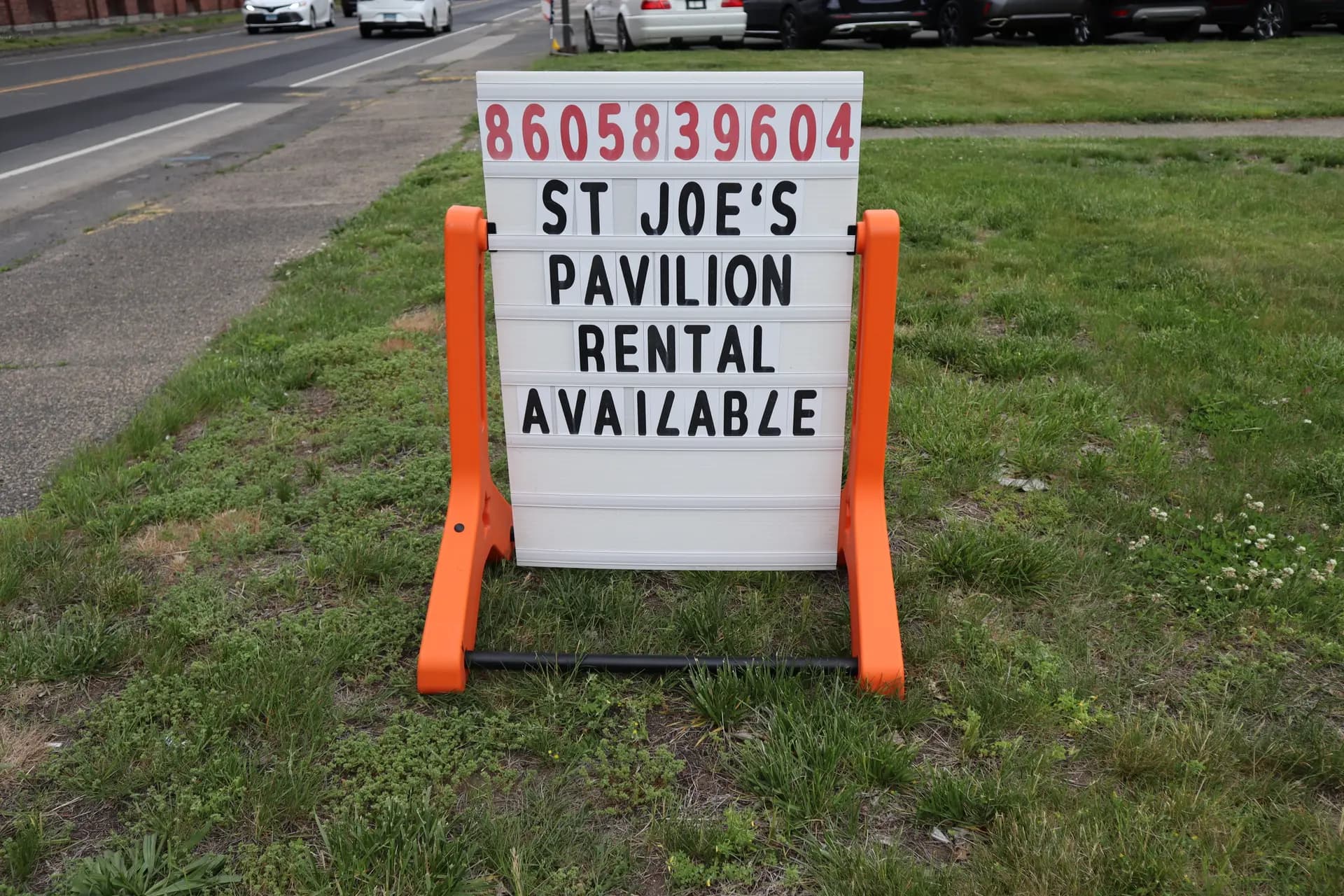 Pavilion rental sign on the club grounds